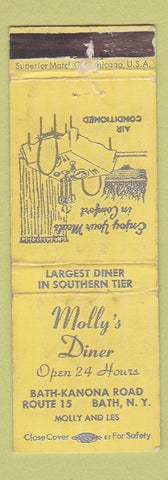 Matchbook Cover - Molly's Diner Bath NY WORN