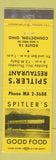 Matchbook Cover - Spitler's Restaurant Coshocton OH
