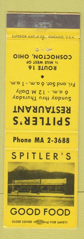 Matchbook Cover - Spitler's Restaurant Coshocton OH