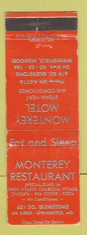 Matchbook Cover - Monterey Restaurant Springfield MO Motel
