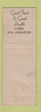 Matchbook Cover - Esquire Restaurant Bar Glens Falls NY WEAR