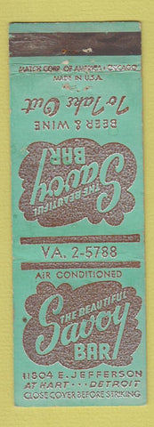 Matchbook Cover - Savoy Bar Detroit MI