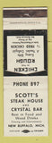 Matchbook Cover - Scott's Steak House Crystal Bar New Buffalo MI WEAR WHITE