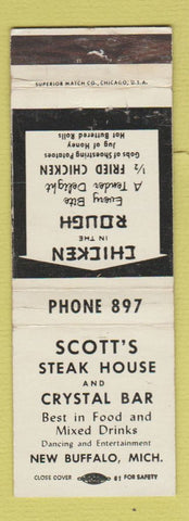 Matchbook Cover - Scott's Steak House Crystal Bar New Buffalo MI WEAR WHITE