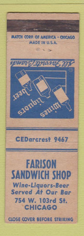Matchbook Cover - Farison Sandwich Shop Chicago IL WEAR