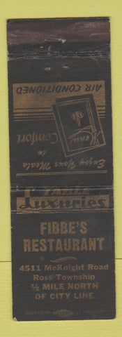 Matchbook Cover - Fibbe's Restaurant Ross Township PA
