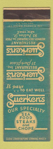 Matchbook Cover - Suerken's Restaurant New York City