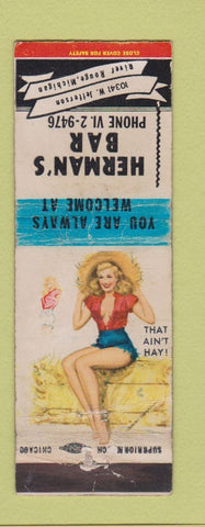 Matchbook Cover - Herman's Bar River Rouge MI pinup WORN