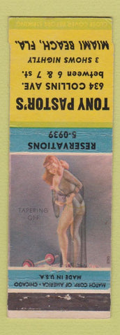 Matchbook Cover - Tony Pastor's Miami Beach FL pinup