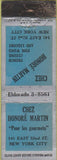 Matchbook Cover - Chez Honore Martin French New York City WEAR