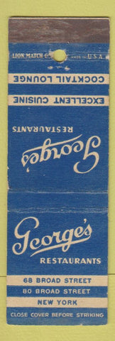 Matchbook Cover - George's Restaurants New York City