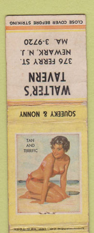 Matchbook Cover - Walter's Tavern Newark NJ pinup WORN