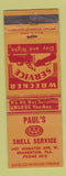 Matchbook Cover - Paul's Shell oil gas Bradenton FL WORN