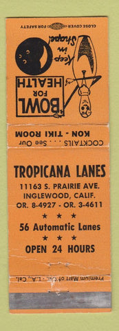 Matchbook Cover - Tropicana Lanes Bowling Inglewood CA WEAR