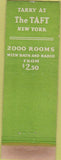 Matchbook Cover - Hotel Taft New York City