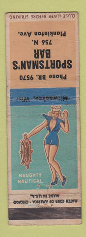 Matchbook Cover - Sportsman's Bar Milwaukee? WI pinup WORN