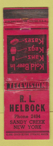 Matchbook Cover - RL Helbock Sandy Creek NY Liquor Bar? WORN