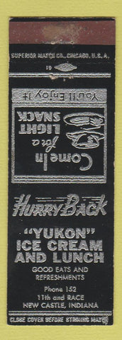 Matchbook Cover - Tukon Ice Cream and Lunch New Castle IN