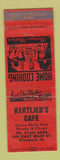 Matchbook Cover - Hartlieb's Cafe Freeport IL ORANGE CREASE