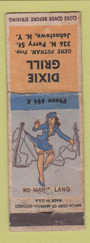 Matchbook Cover - Dixie Grill Johnstown NY pinup WORN