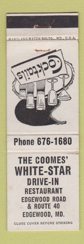 Matchbook Cover - Coomes' White Star Drive In Edgewood MD
