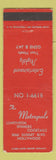 Matchbook Cover - The Metropole Restaurant Hollywood CA WEAR