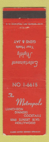 Matchbook Cover - The Metropole Restaurant Hollywood CA WEAR