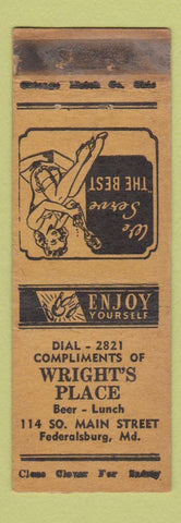 Matchbook Cover - Wright's Place girlie Federalsburg MD WORN
