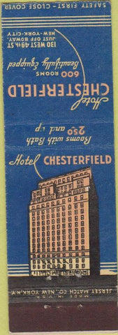 Matchbook Cover - Hotel Chesterfield New York City blue