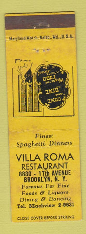 Matchbook Cover - Villa Roma Restaurant Brooklyn NY WEAR