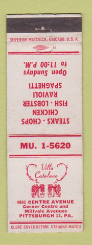 Matchbook Cover - Villa Catalano Restaurant Pittsburgh PA
