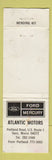 Matchbook Cover - Ford Mercury Atlantic Motors Saco ME MENDING KIT WORN