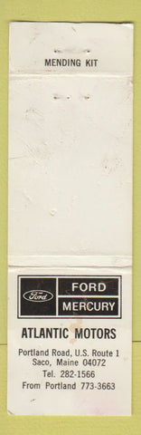 Matchbook Cover - Ford Mercury Atlantic Motors Saco ME MENDING KIT WORN