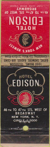 Matchbook Cover - Hotel Edison New York City