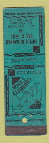 Matchbook Cover - Foye & Kilgannan Bar Grill New York City WEAR