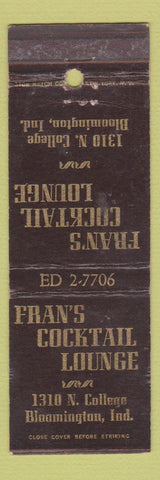 Matchbook Cover - Fran's Cocktail Lounge Bloomington IN