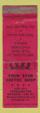 Matchbook Cover - Four Star Coffee Shop Petersburg Richmond VA