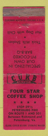 Matchbook Cover - Four Star Coffee Shop Petersburg Richmond VA