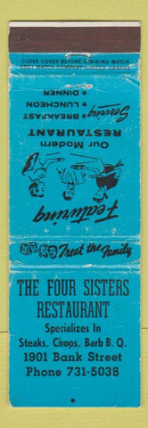 Matchbook Cover - Four Sisters Restaurant Ottawa ON BLUE WORN