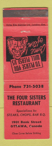 Matchbook Cover - Four Sisters Restaurant Ottawa ON RED WEAR