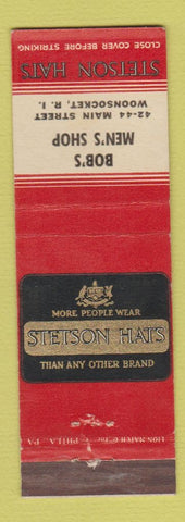 Matchbook Cover - Stetson Men's Hats Bob's Woonsocket RI