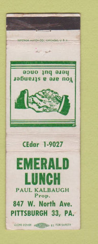 Matchbook Cover - Emerald Lunch Pittsburgh PA