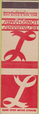 Matchbook Cover - Longchamps New York City