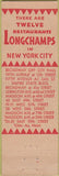 Matchbook Cover - Longchamps New York City