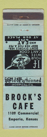 Matchbook Cover - Brock's Cafe Emporia KS WORN