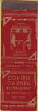 Matchbook Cover - Covent Garden Restaurant New York City WEAR