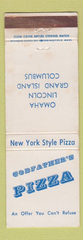 Matchbook Cover - Godfather's Pizza Omaha Lincoln Grand Island NE WORN
