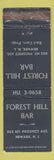 Matchbook Cover - Forest Hill Bar Newark NJ WEAR