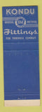 Matchbook Cover - Kondu Fittings Marine Industrial Electric Preston ON