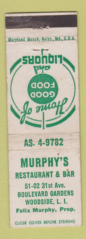 Matchbook Cover - Murphy's Restaurant Woodside LI NY WEAR